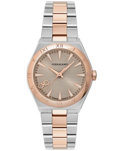 Женские часы Ferragamo Swiss Vega Upper East двухцветные из нержавеющей стали 28mm