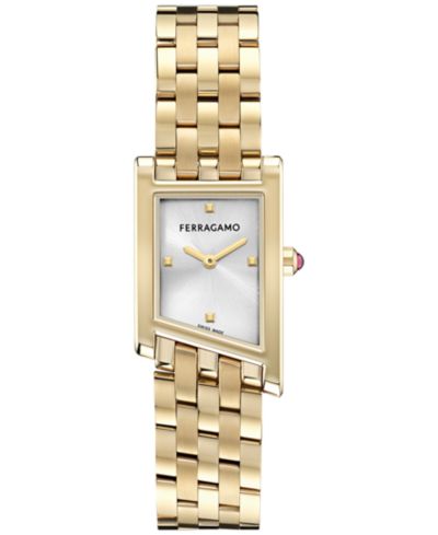 Женские часы Ferragamo Swiss Asymetrique Gold Ion Plated Bracelet 22x36mm