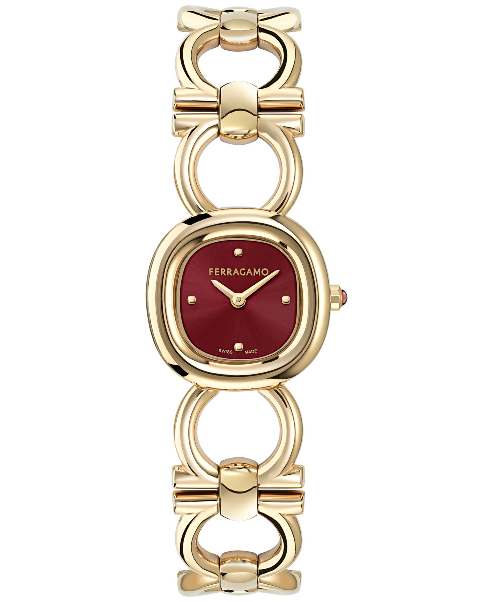 Часы Ferragamo Women's Swiss Double Gancini Gold Ion Plated Link Bracelet 25mm