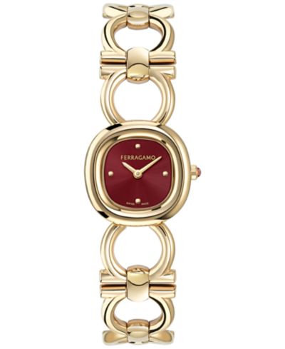 Часы Ferragamo Women's Swiss Double Gancini Gold Ion Plated Link Bracelet 25mm