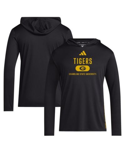 Мужская футболка Adidas Grambling Tigers 2024 Sideline с капюшоном и длинным рукавом, черная