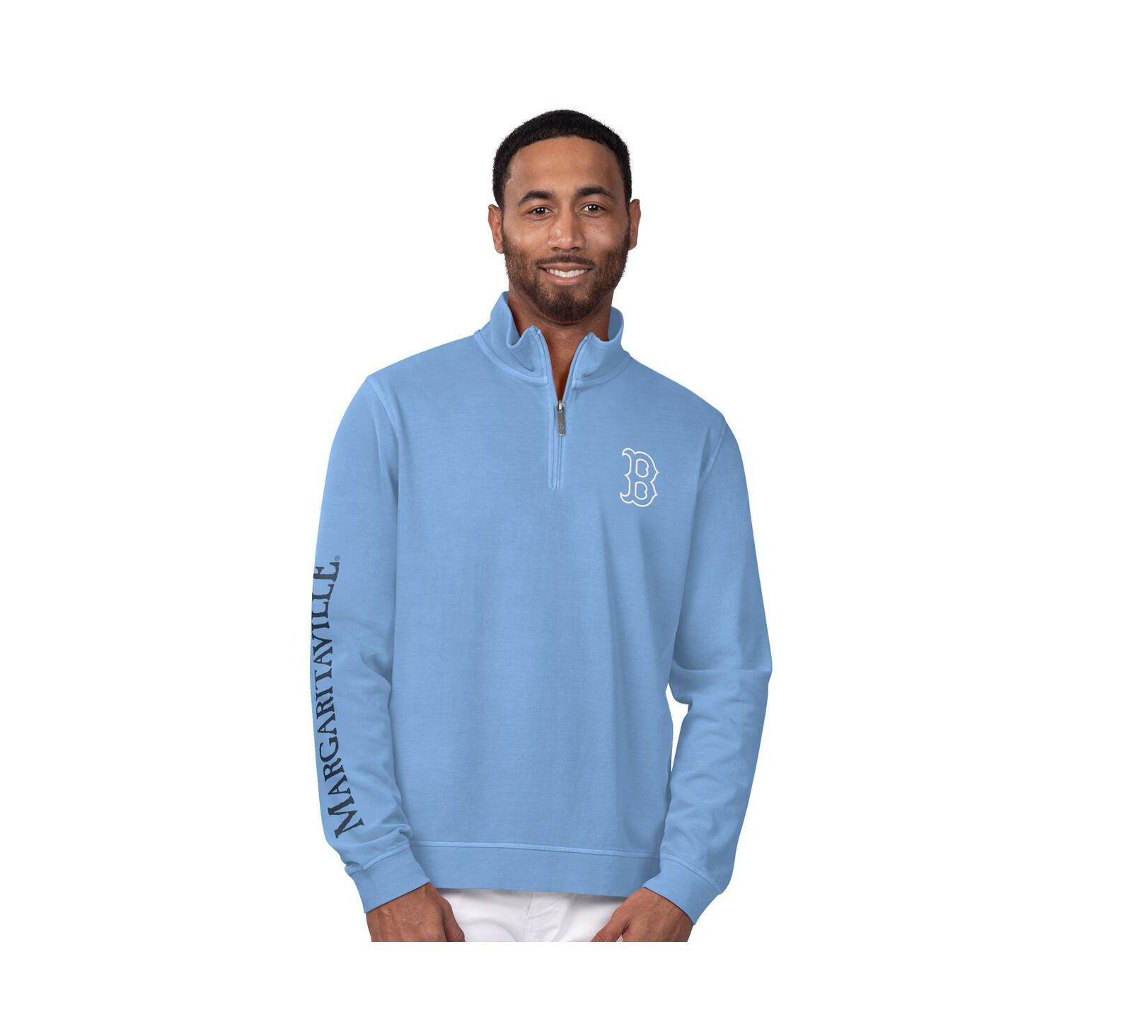 Мужская кофта Margaritaville Light Blue Boston Red Sox First Pitch Quarter-Zip Pullover Top
