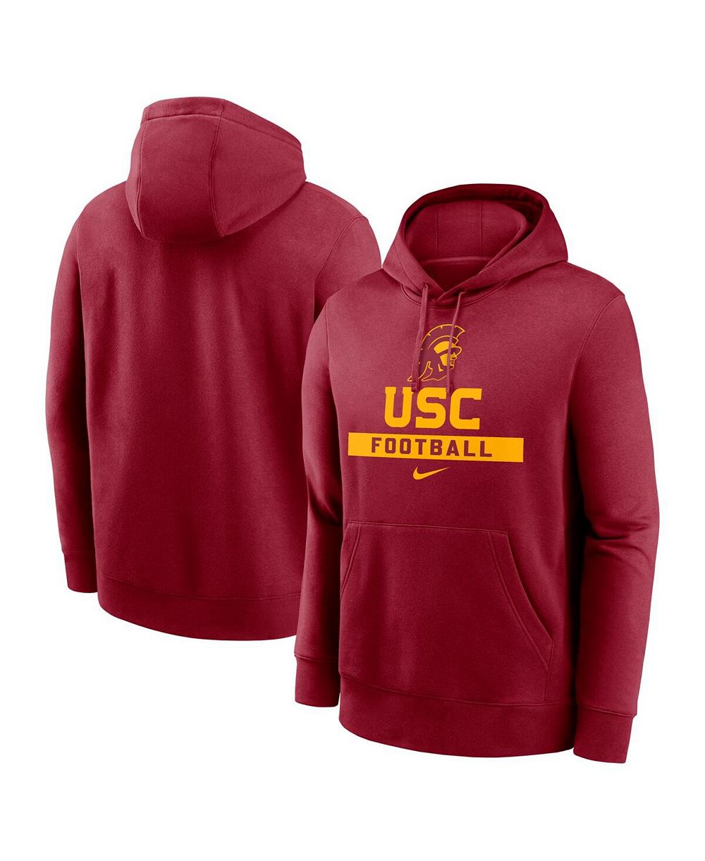Мужское худи Nike Stack Club Fleece, USC Trojans Football, бордовое