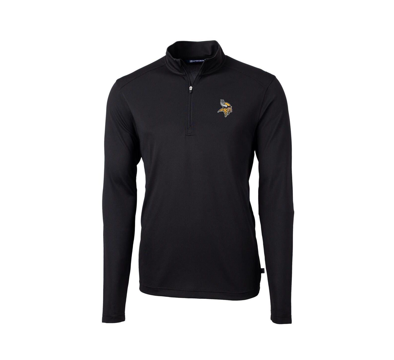 Cutter & Buck Men's Black Minnesota Vikings Virtue Eco Pique Quarter-Zip Pullover Jacket