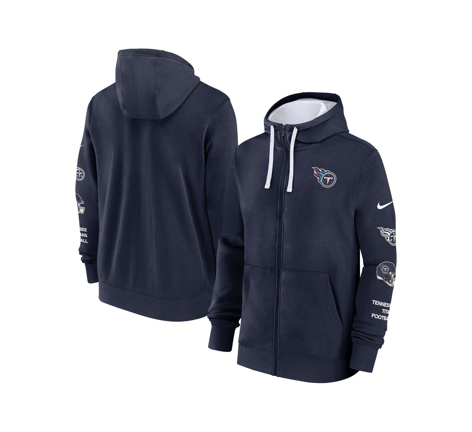 Мужское худи Nike Navy Tennessee Titans Club Full-Zip