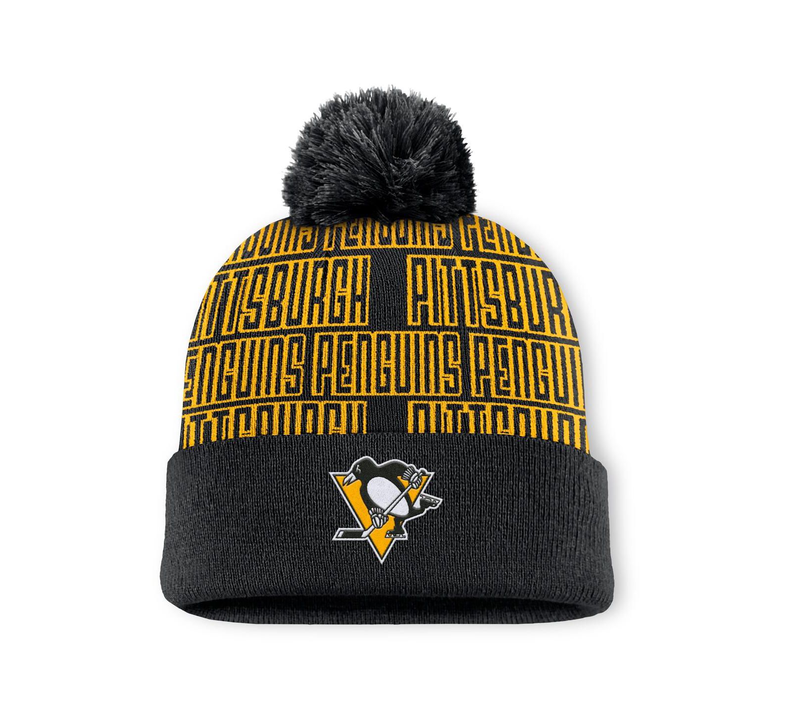 Мужская вязаная шапка с помпоном Fanatics Pittsburgh Penguins Black