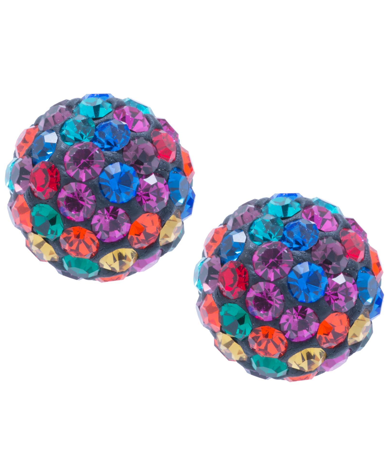Multicolor Crystal Pavé Ball Cluster Stud Earrings in Sterling Silver (Also Available in Silver)