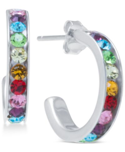 Серьги-кольца Small Hoop с многоцветными кристаллами в Sterling Silver 0.59"