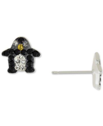 Серьги-гвоздики с кристаллами Black, White & Yellow в стерлинговом серебре
