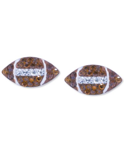 Crystal Pavé Football Inspired Stud Earrings in Sterling Silver