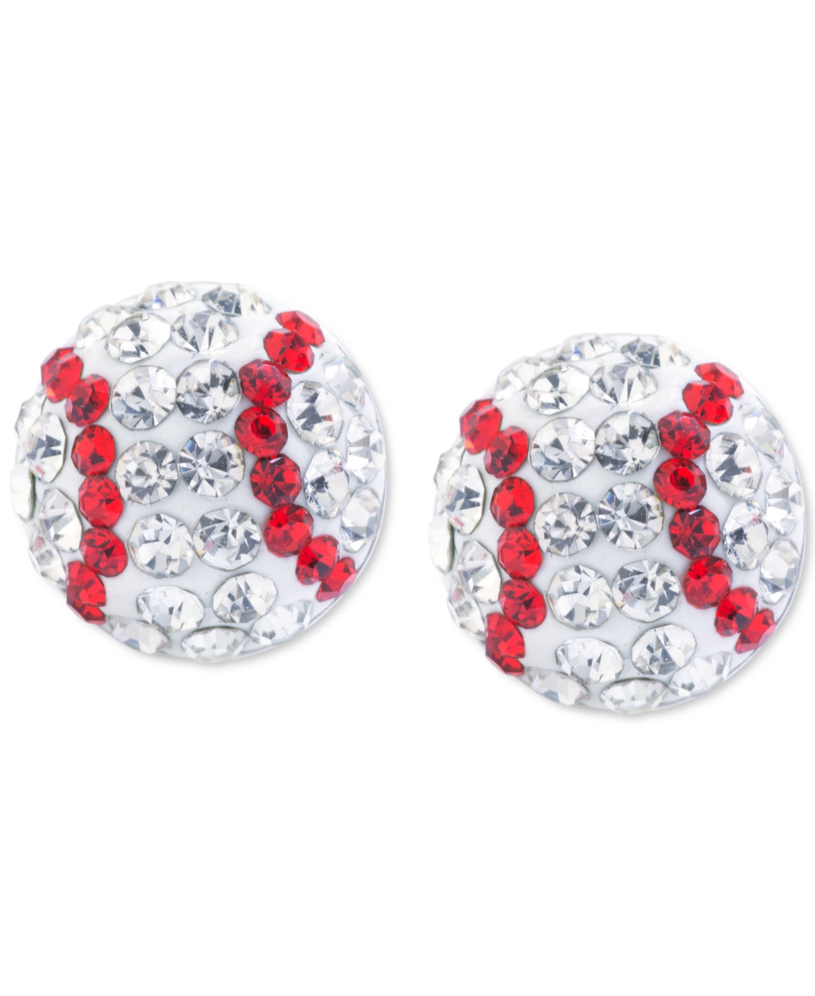 Pavé Baseball Stud Earrings in Sterling Silver
