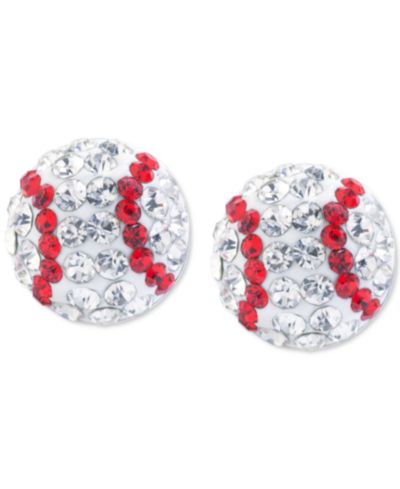 Серьги-гвоздики Pavé Baseball из стерлингового серебра