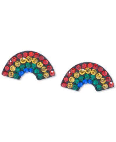Серьги-гвоздики Multicolor Pavé Rainbow из стерлингового серебра