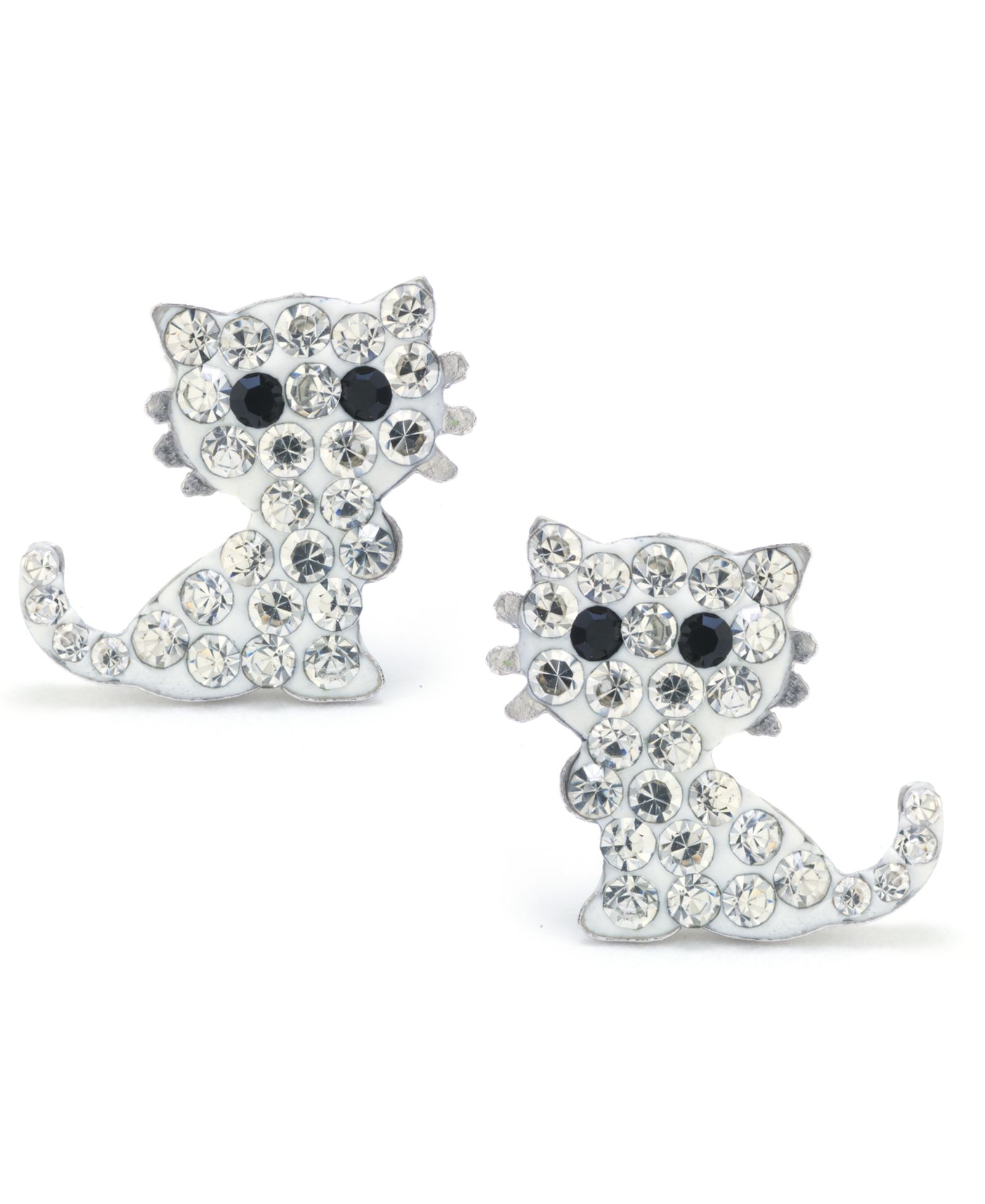 Серьги-гвоздики Crystal Pavé Little Cat с усами из стерлингового серебра