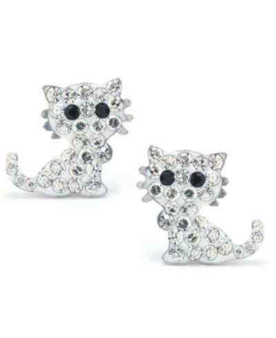 Серьги-гвоздики Crystal Pavé Little Cat с усами из стерлингового серебра