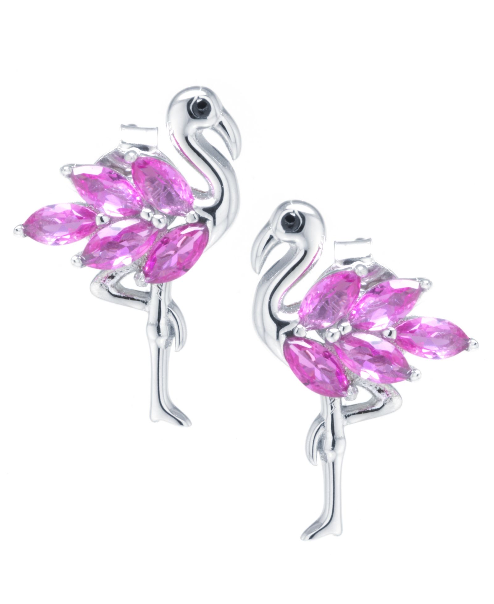 Серьги-гвоздики Cubic Zirconia Pink Flamingo из стерлингового серебра