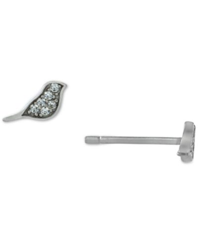 Серьги-гвоздики Macy's Pavé Tiny Bird из стерлингового серебра