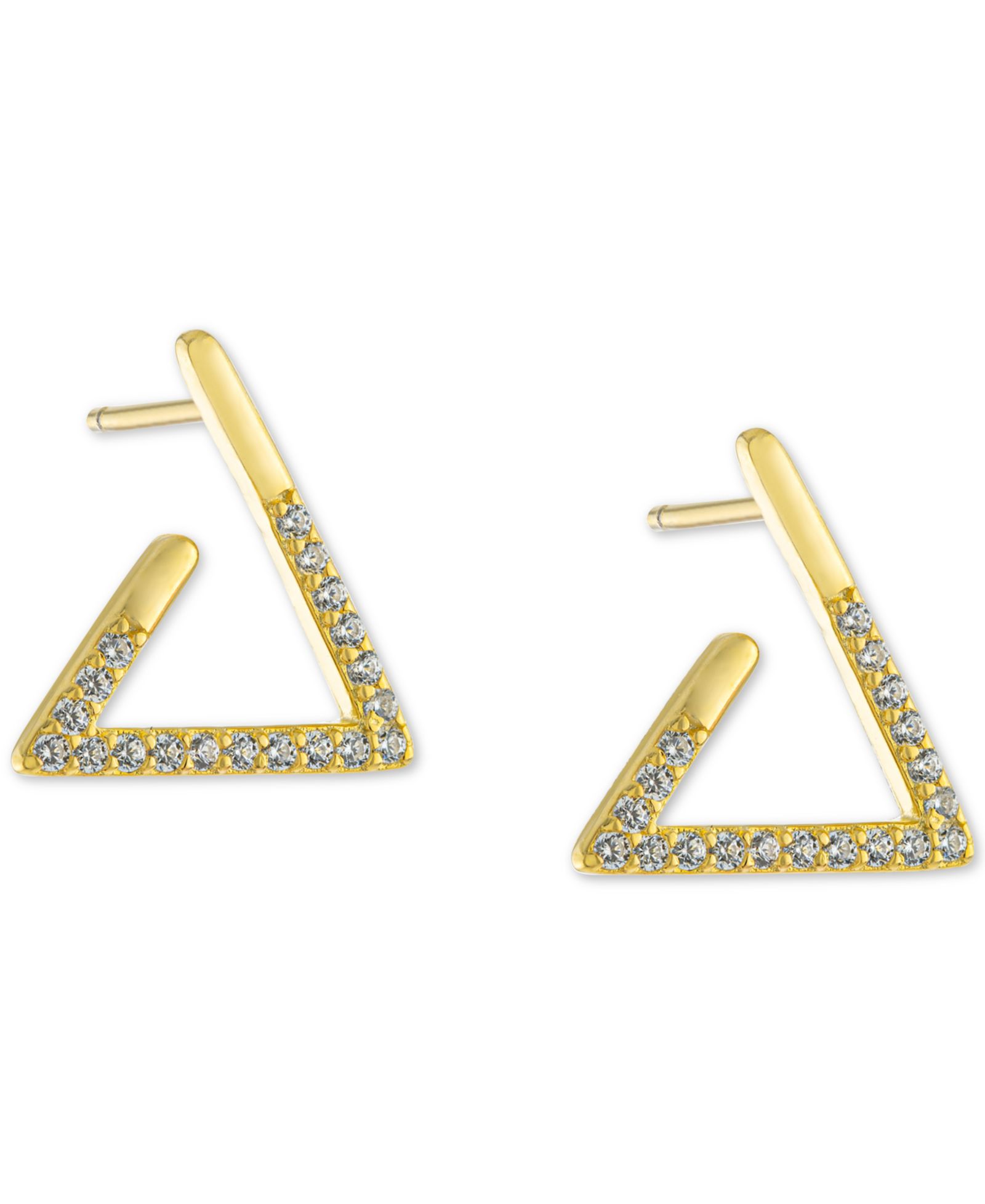 Pavé Triangle Stud Earrings in 18k Gold-Plated Sterling Silver