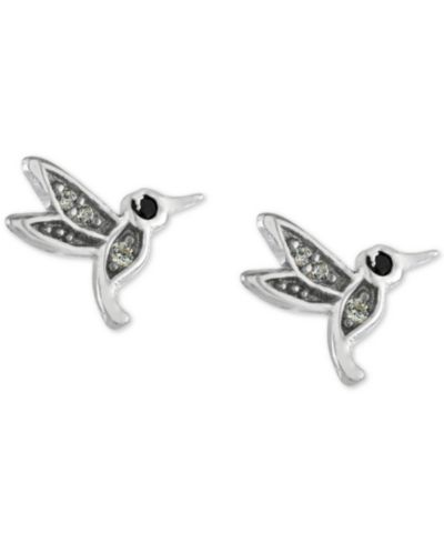 Mixed Color Pavé Small Bird Stud Earrings in Sterling Silver, Macy's Exclusive