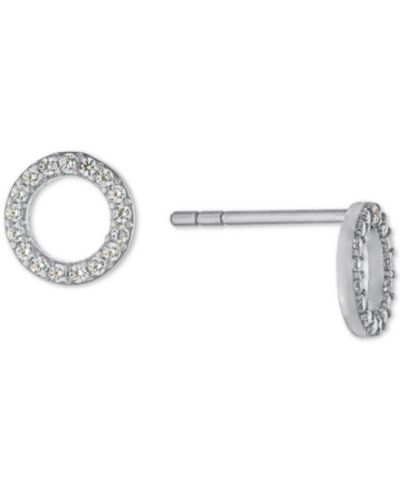 Cubic Zirconia Open Circle Stud Earrings in Sterling Silver and Gold-Plated Sterling Silver