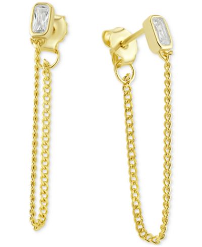 Серьги Cubic Zirconia Chain Front-to-Back 18k Gold-Plated Sterling Silver