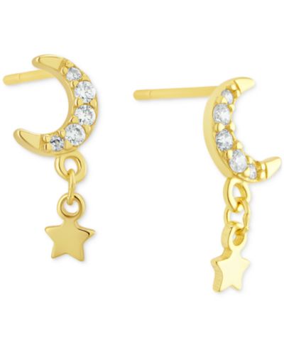 Pavé Moon & Star Drop Earrings in 18k Gold-Plated Sterling Silver, Macy's Exclusive