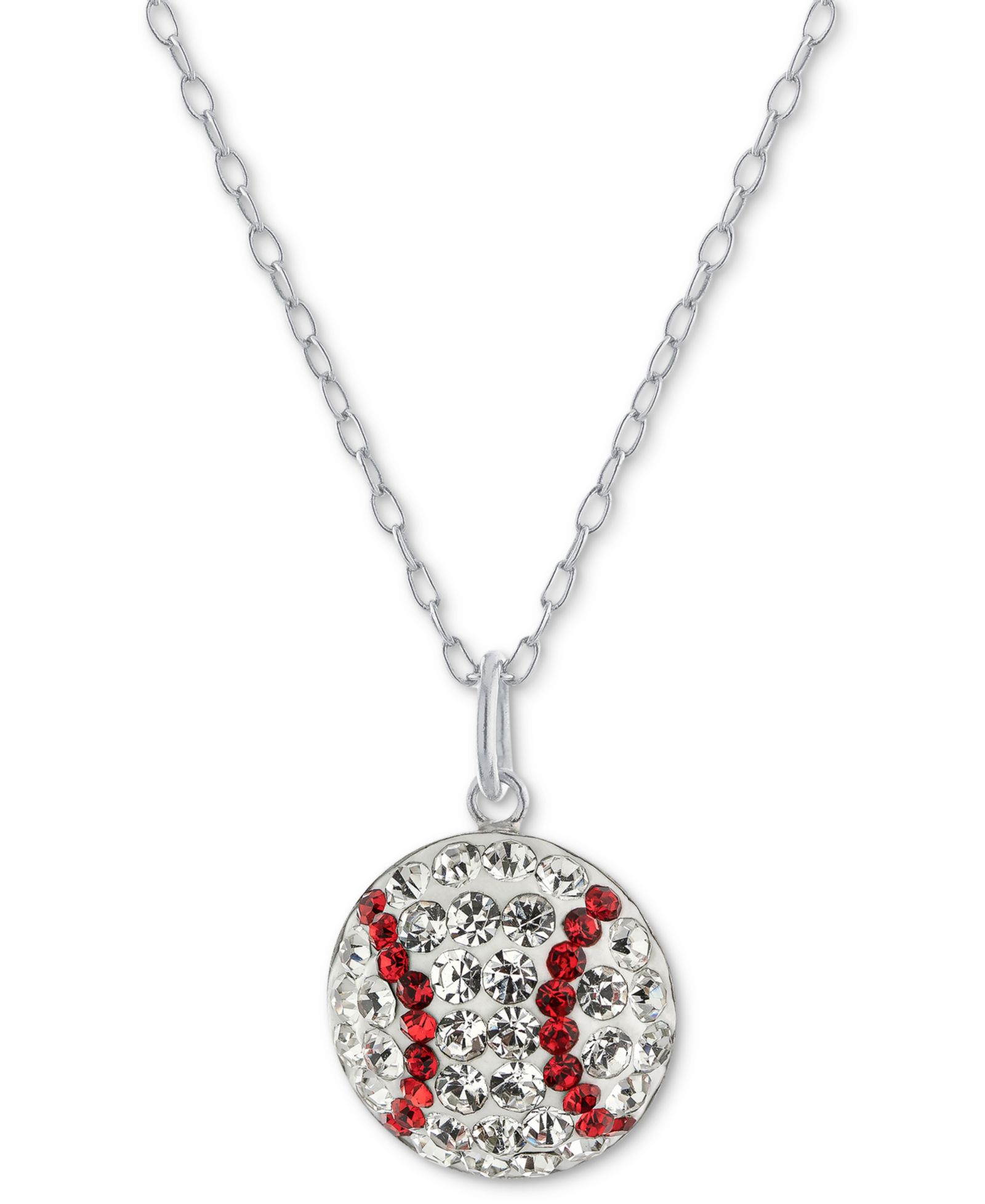 Crystal Baseball 18" Pendant Necklace in Sterling Silver, Exclusively at Macy's