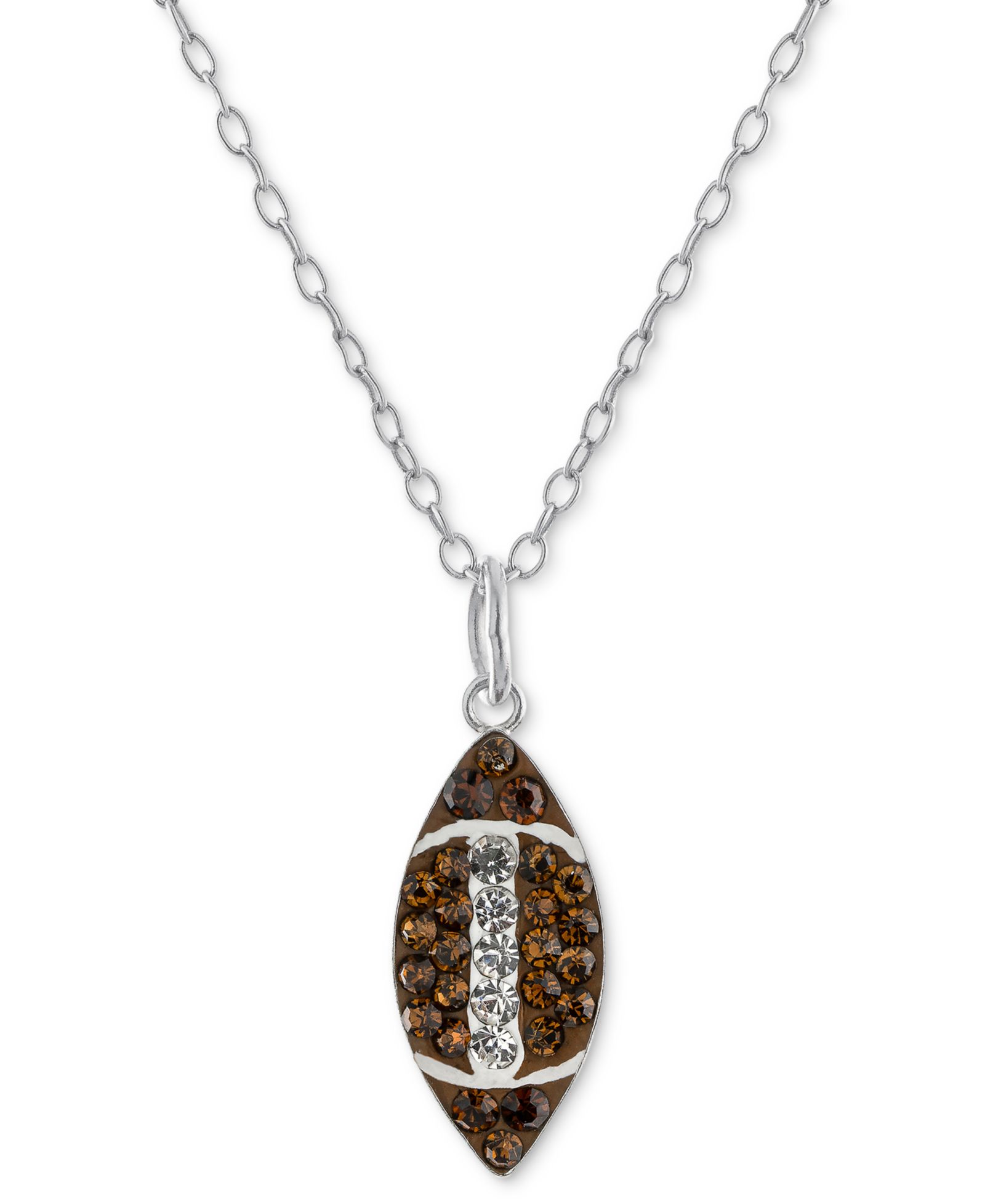 Подвеска-кулон Crystal Brown & White Football 18" из стерлингового серебра