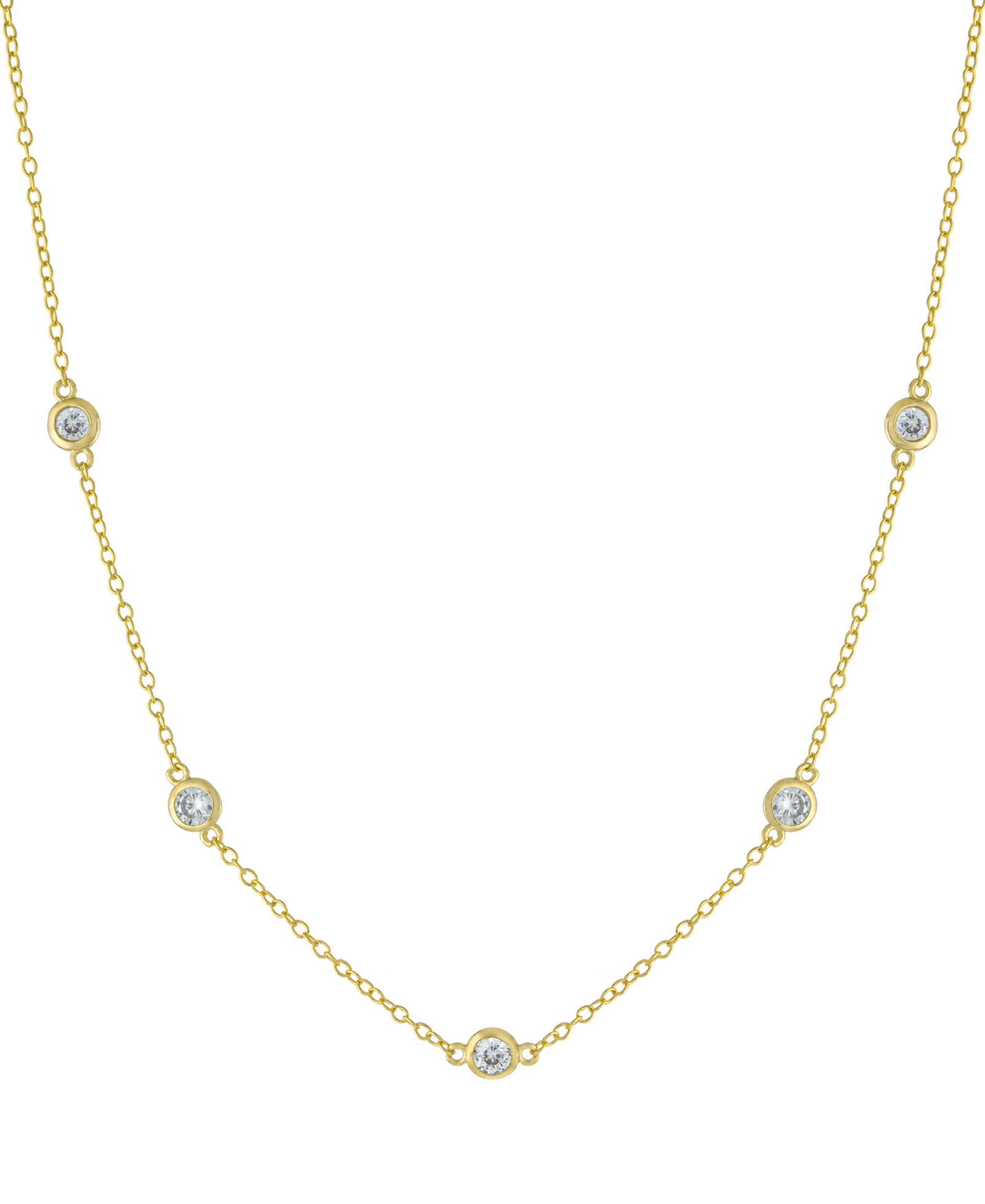 Колье из серебра с кубическим цирконием, 16" + 2" extender