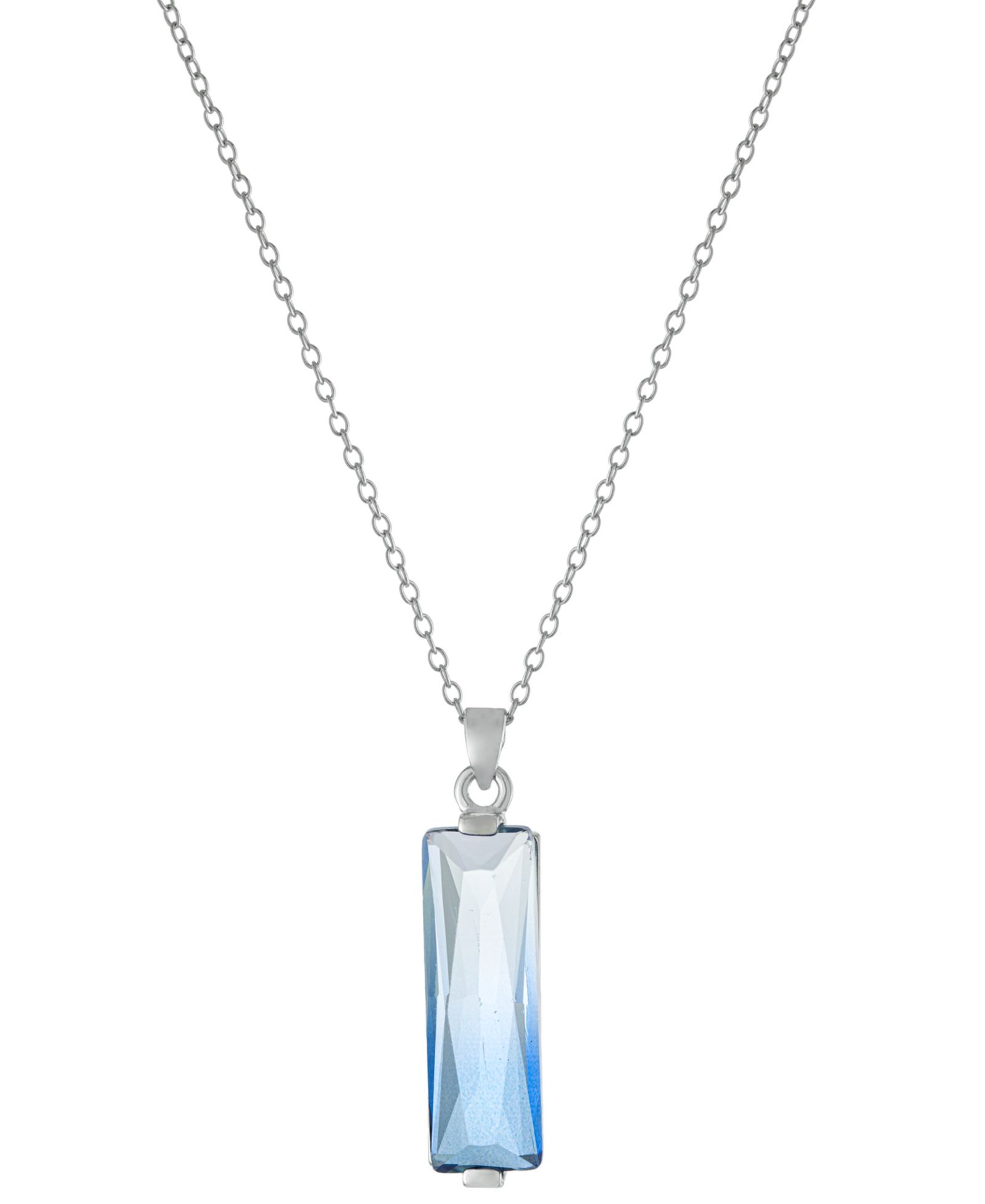Ombré Crystal Rectangle Pendant Necklace in Sterling Silver, 16" + 2" extender, Macy's Exclusive