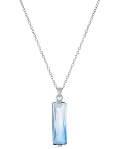 Ombré Crystal Rectangle Pendant Necklace in Sterling Silver, 16" + 2" extender, Macy's Exclusive