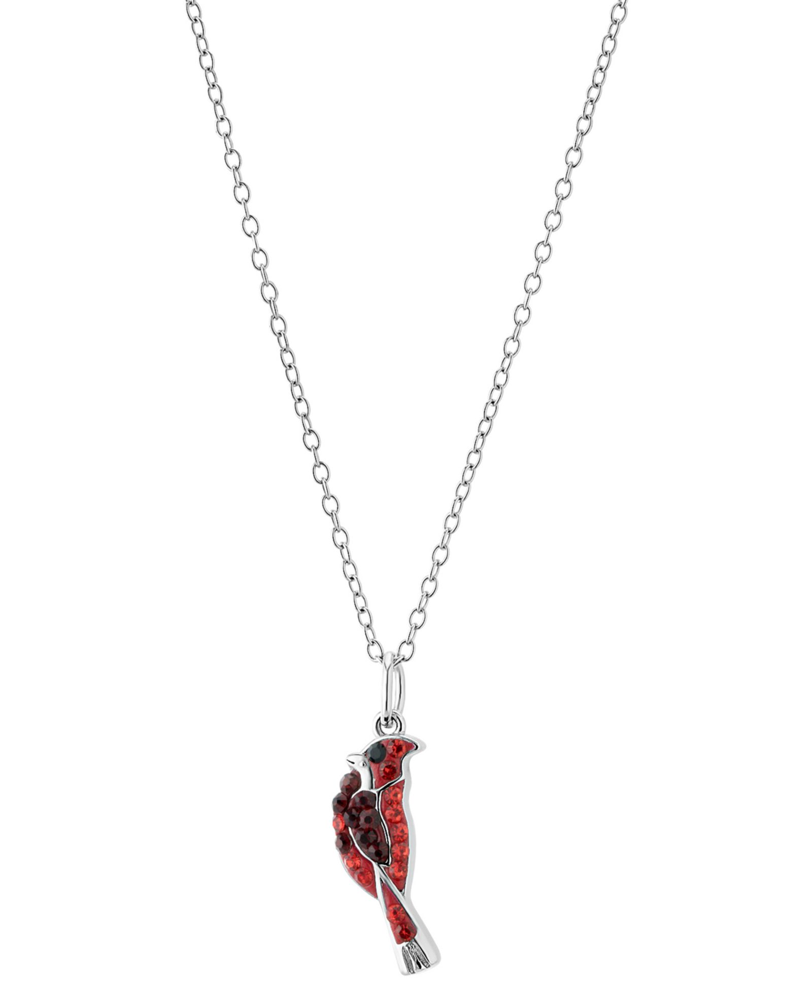 Pavé Cardinal Pendant Necklace in Sterling Silver, 16" + 2" extender, Macy's Exclusive