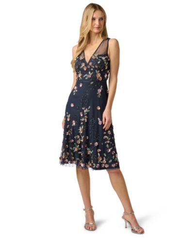 Женское вечернее платье Adrianna Papell Beaded Mesh Midi Sequin
