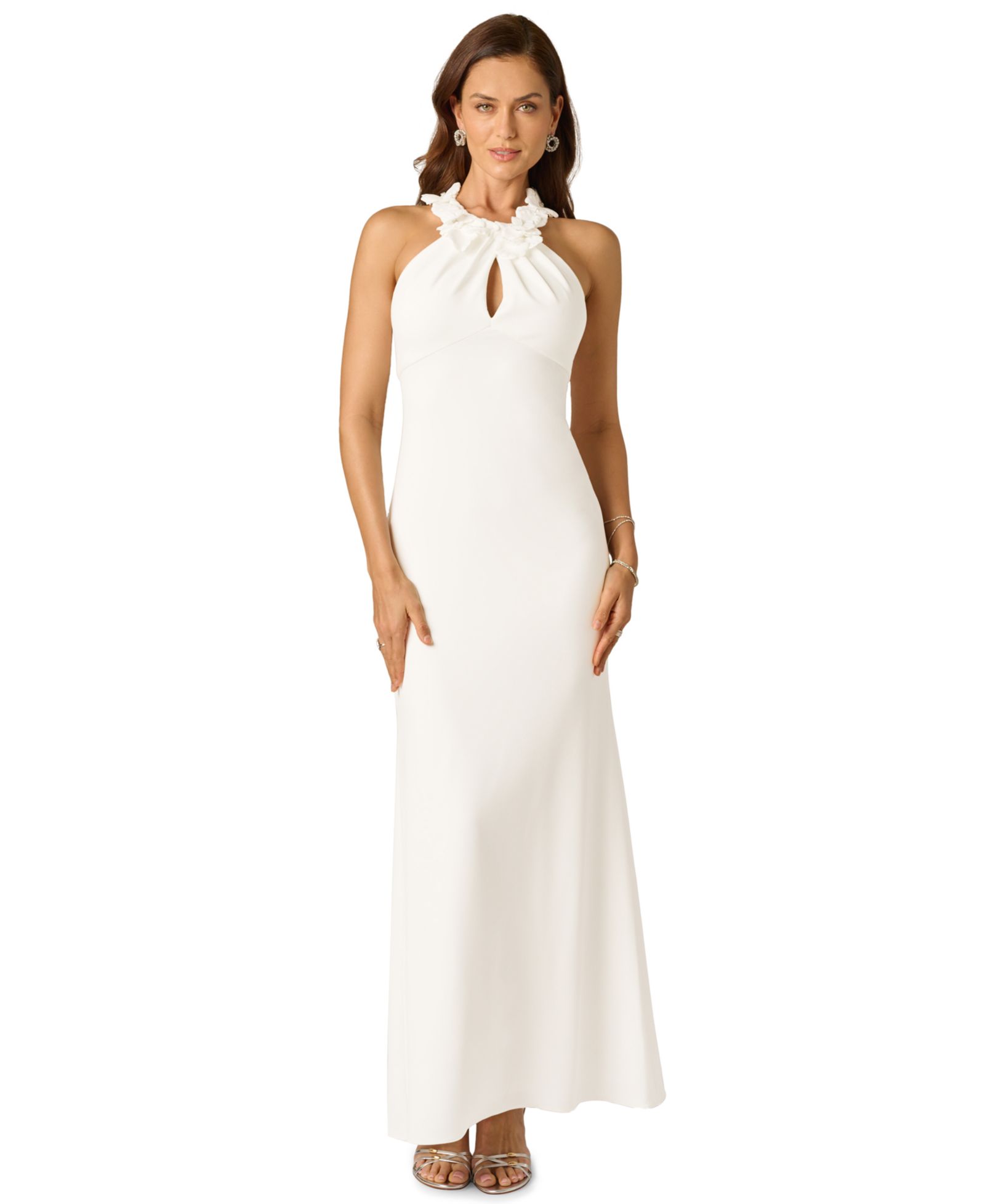 Вечернее платье Adrianna Papell Women's Rosette Halter Crepe Gown