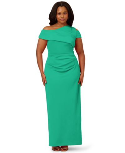 Adrianna Papell Plus Size Asymmetrical Draped Gown