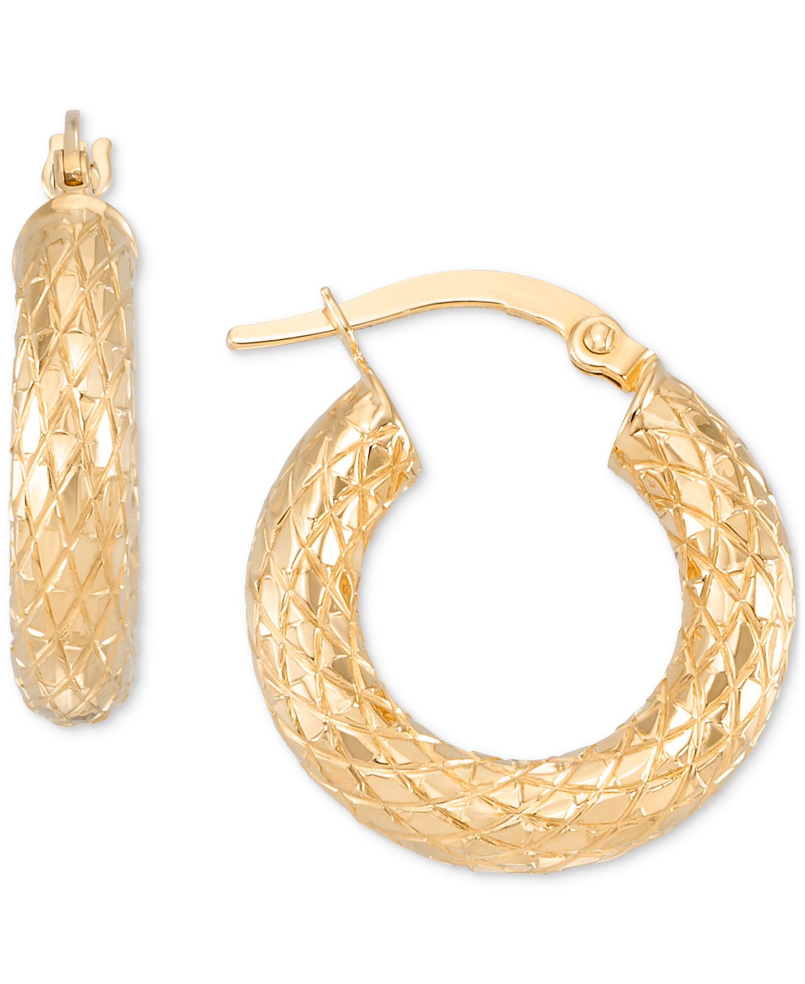 Серьги-кольца Round Tube, 10k Yellow Gold