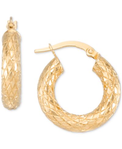 Серьги-кольца Round Tube, 10k Yellow Gold