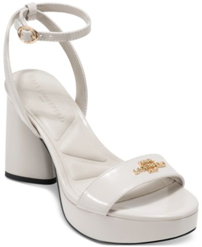 KARL LAGERFELD PARIS Women's Haden Logo Sequin Dress Sandals
