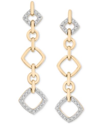 Серьги Wrapped in Love Diamond Drop Rhombus в желтом золоте 14k