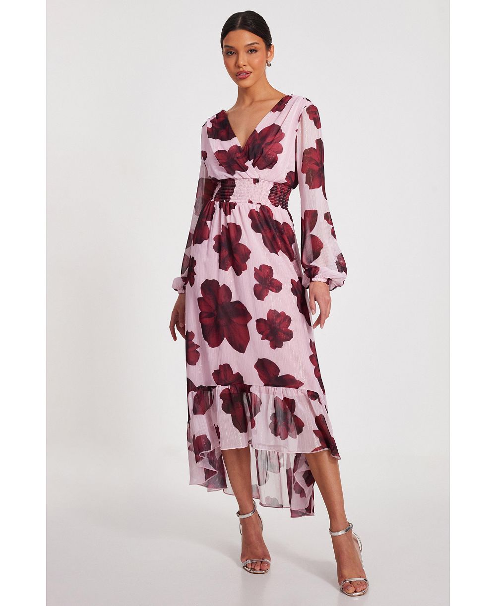QUIZ Women's Chiffon Wrap Midi Dress