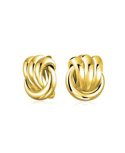 Bling Jewelry серьги клипсы с плетением Rope Cable Knot, родиевое напыление