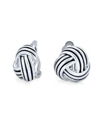 Bling Jewelry Rope Twist Infinity Knot Button Clip On Earrings Silver Plated Non-Pierced