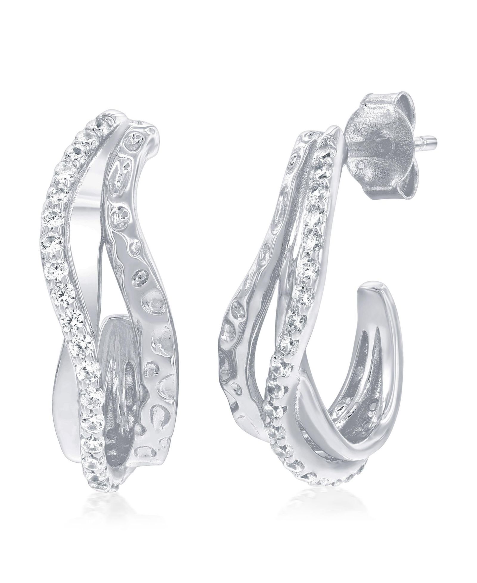 Серьги Sterling с волнообразным дизайном и CZ, полукольца