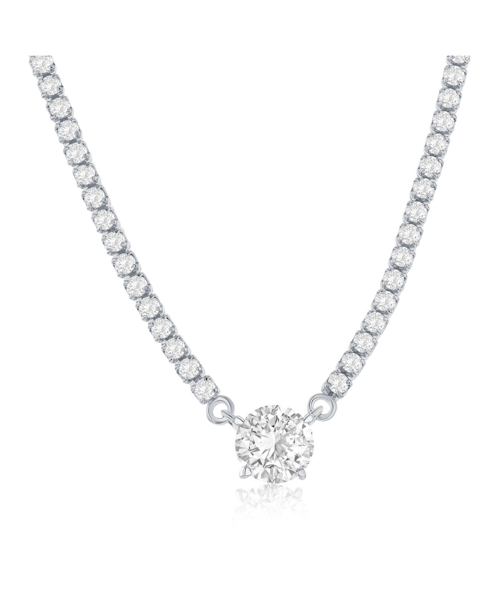 Sterling , Round CZ, Tennis Necklace