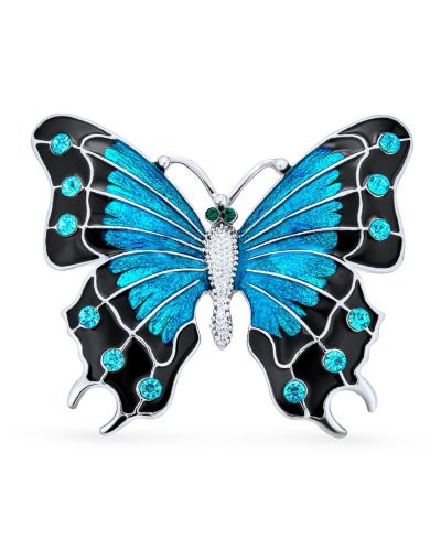 Брошь-значок Bling Jewelry Multi Color Butterfly с кристаллами и эмалевым покрытием