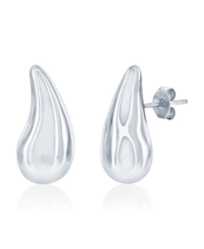 Sterling , Polished Curved Puffed Teardrop Earrings