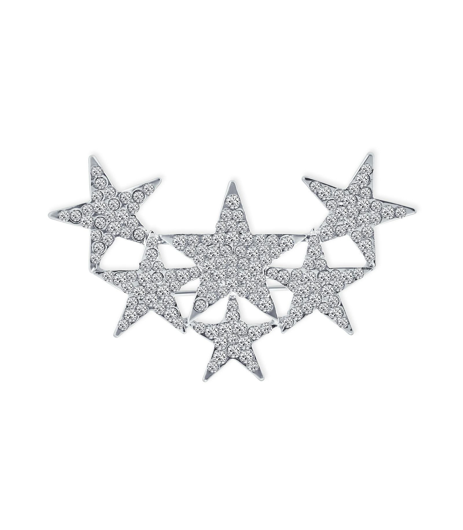 Bling Jewelry Statement Celestial Patriotic USA Rock Star Crystal Stars Brooch Pin