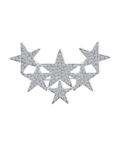 Bling Jewelry Statement Celestial Patriotic USA Rock Star Crystal Stars Brooch Pin