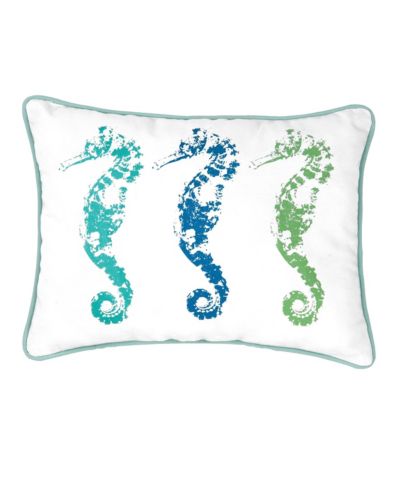 Three Seahorses Trio Cotton Blend Lumbar Accent Pillow 12" x 16