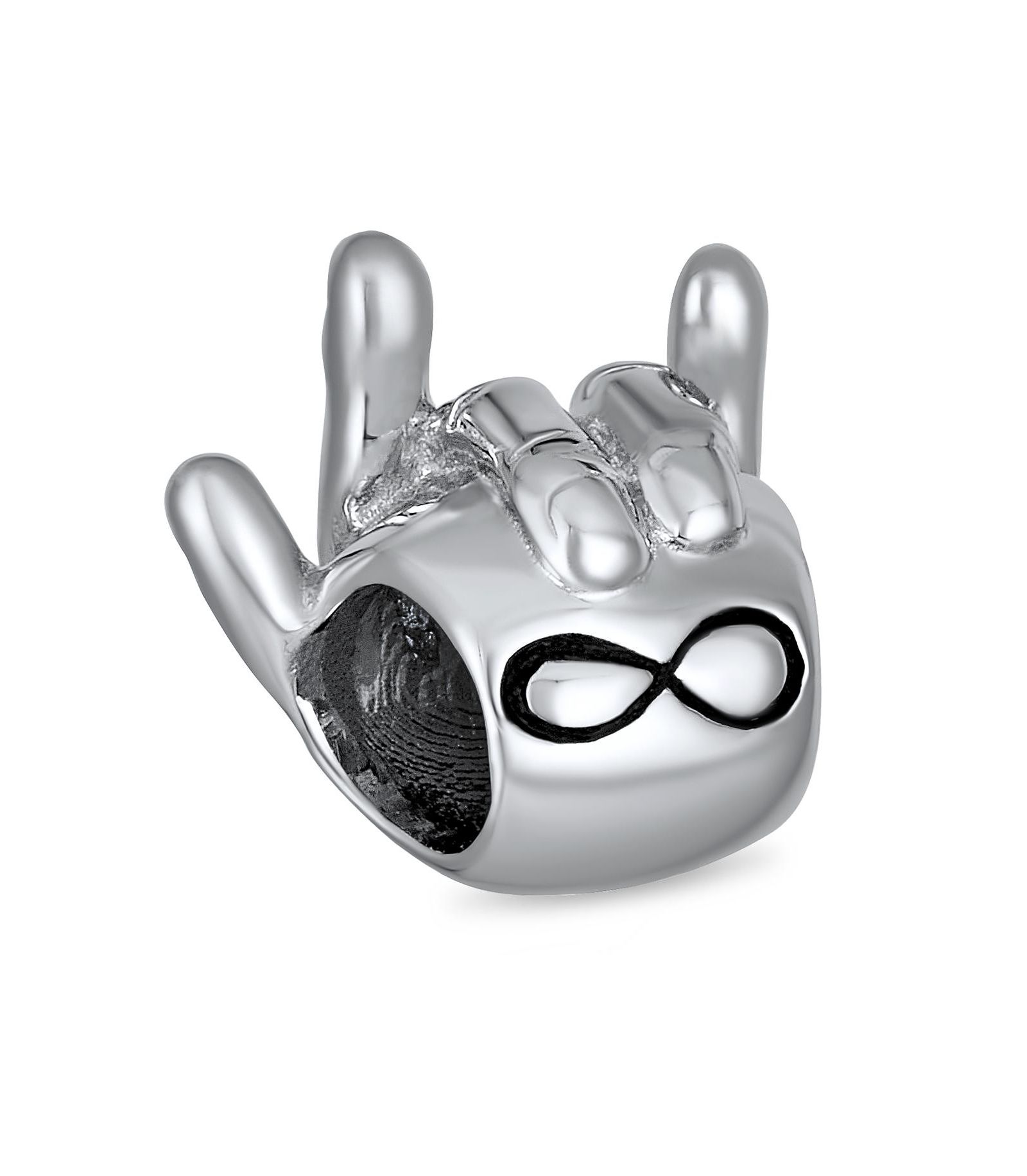 Подвеска-шарм Bling Jewelry.925 Sterling Silver BFF Hand Sign Symbol Infinity I Love You для браслета